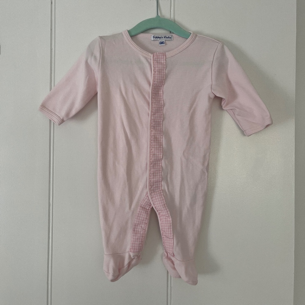 Perfect for Valentine's Day: Sippy's Babes Onesie with Ginham Ribbon Trim